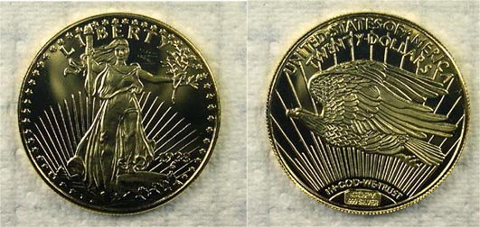 1933 $20 St. Gaudens - gold plated' Art Bar. MAIN