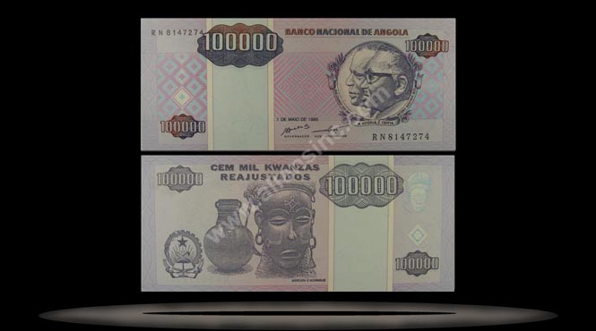 Angola Banknote, 100,000 Kwanzas Reajustados, 1.5.1995, P#139 MAIN