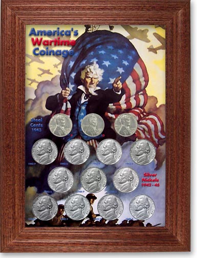 Wartime Coinage Jefferson Nickel Collector Frame LARGE