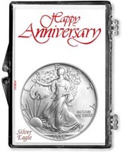 1986 Happy Anniversary American Silver Eagle Gift Display THUMBNAIL