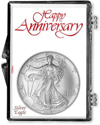 1995 Happy Anniversary American Silver Eagle Gift Display MAIN