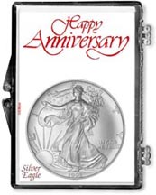 1995 Happy Anniversary American Silver Eagle Gift Display THUMBNAIL