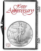1999 Happy Anniversary American Silver Eagle Gift Display THUMBNAIL