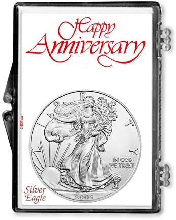 2005 Happy Anniversary American Silver Eagle Gift Display MAIN
