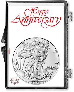 Happy Anniversary American Silver Eagle Gift Display LARGE