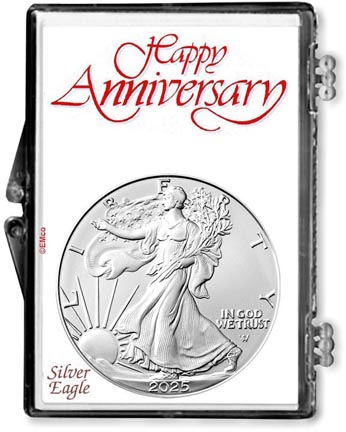 Happy Anniversary American Silver Eagle Gift Display LARGE