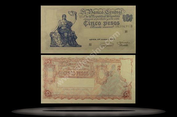 Argentina Banknote, 5 Pesos, ND (1951), P#264c MAIN