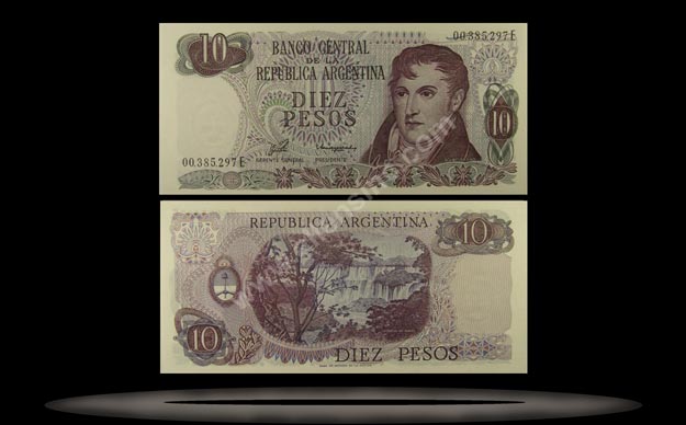 Argentina Banknote, 10 Pesos, ND (1976), P#300 MAIN