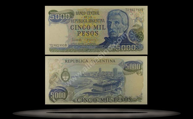 Argentina Banknote, 5000 Pesos, ND (1977-83), P#305a MAIN