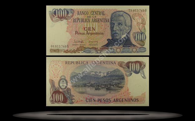 Argentina Banknote, 100 Pesos Argentinos, ND (1983-85), P#315a MAIN
