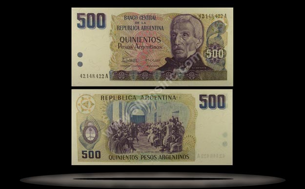 Argentina Banknote, 500 Pesos Argentinos, ND (1984), P#316a MAIN