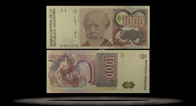Argentina Banknote, 1000 Australes, ND (1989), P#329a MAIN