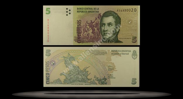 Argentina Banknote, 5 Pesos, ND (2003), P#353 MAIN