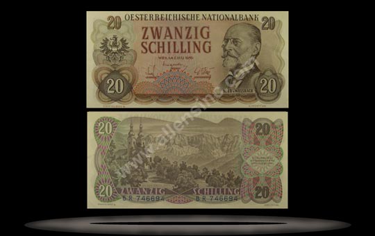 Austria Banknote, 20 Schilling, 2.7.1956, P#136a MAIN