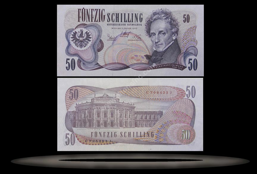 Austria Banknote, 50 Schilling, 2.1.1970, P#143 MAIN