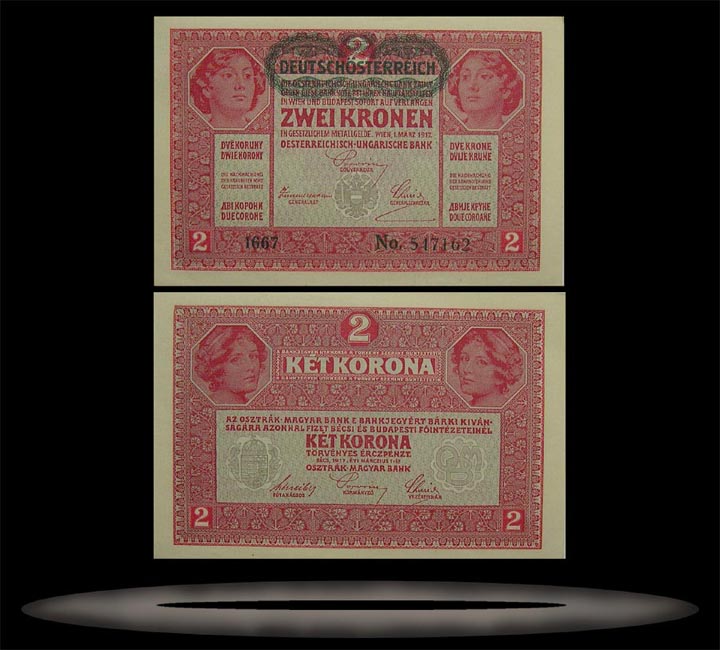 Austria Banknote, 2 Kronen, 1.3.1917, P#21 MAIN