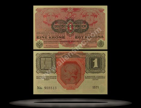 Austria Banknote, 1 Krone, ND (1919), P#49 MAIN
