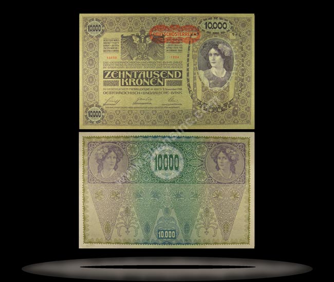 Austria Banknote, 10000 Kronen, ND (1919), P#65 MAIN