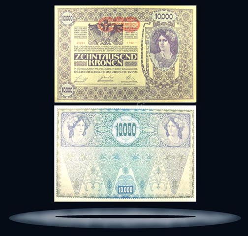 Austria Banknote, 10000 Kronen, ND (1919), P#66 MAIN