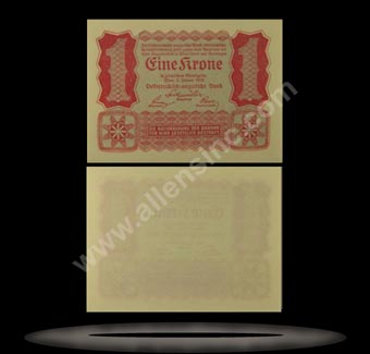 Austria Banknote, 1 Krone, 2.1.1922, P#73 MAIN