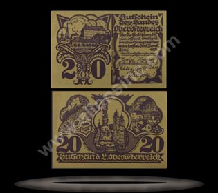 Upper Austria Banknote, 20 Heller, 1921, P#120a MAIN
