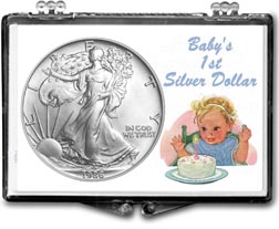 1986 Baby’s First Silver Dollar, American Silver Eagle Gift Display THUMBNAIL