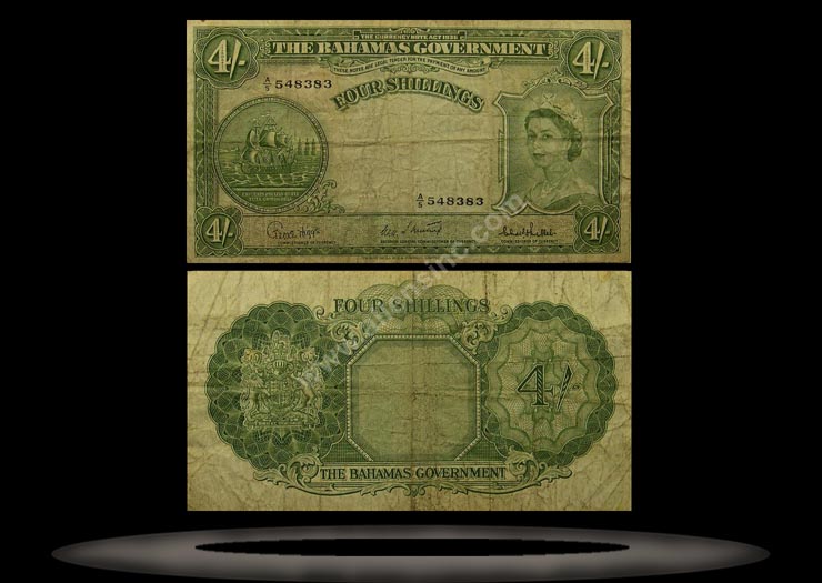 Bahamas Banknote, 4 Shillings, ND (1953), P#13d MAIN