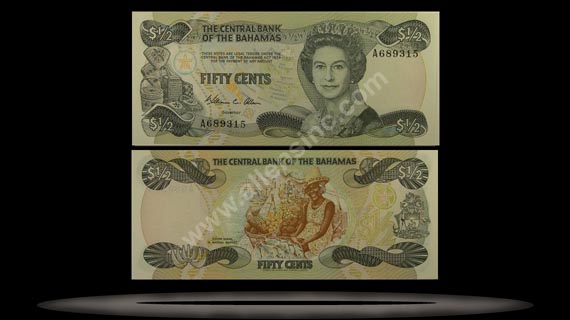 Bahamas Banknote, 1/2 Dollar, L.1974 (1984), P#42a MAIN