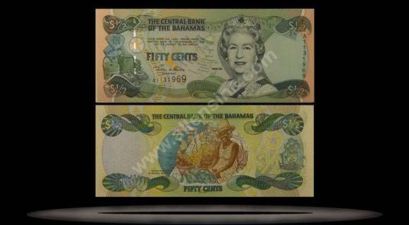 Bahamas Banknote, 1/2 Dollar, 2001, P#68 MAIN