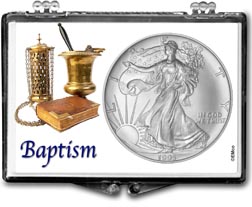 1995 Baptism American Silver Eagle Gift Display THUMBNAIL