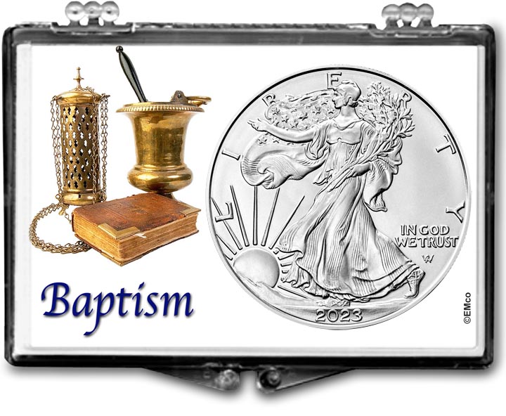 Baptism American Silver Eagle Gift Display for the year 2023 LARGE