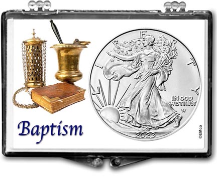 Baptism American Silver Eagle Gift Display LARGE