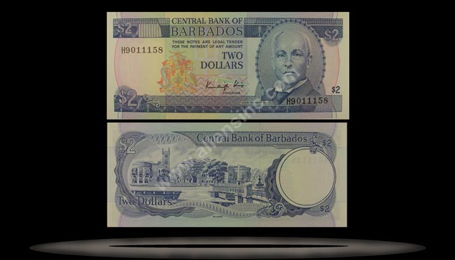 Barbados Banknote, 2 Dollars, ND (1986), P#36 MAIN