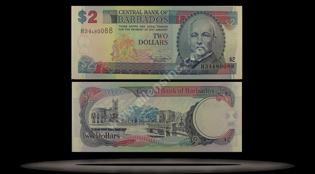 Barbados Banknote, 2 Dollars, ND (2000), P#60 MAIN