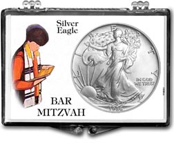 1986 Bar Mitzvah American Silver Eagle Gift Display THUMBNAIL