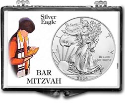2004 Bar Mitzvah American Silver Eagle Gift Display THUMBNAIL