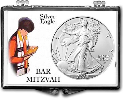 Bar Mitzvah American Silver Eagle Gift Display LARGE