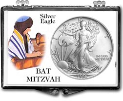 1986 Bat Mitzvah American Silver Eagle Gift Display THUMBNAIL