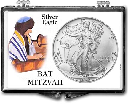 1999 Bat Mitzvah American Silver Eagle Gift Display MAIN