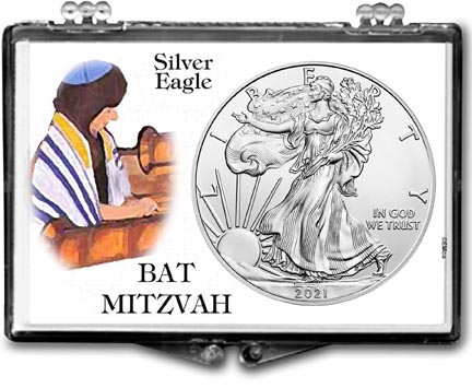 2021 Bat Mitzvah American Silver Eagle Gift Display LARGE