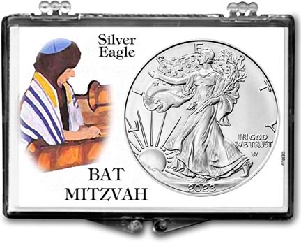 Bat Mitzvah American Silver Eagle Gift Display LARGE