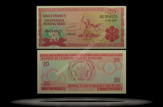 Burundi Banknote, 20 Francs, 1.6.1979, P#27a MAIN