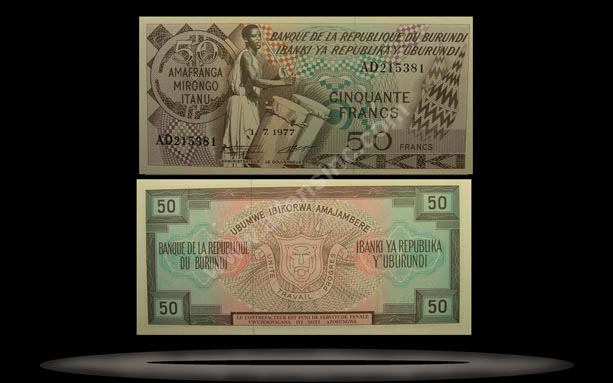 Burundi Banknote, 50 Francs, 1.7.1977, P#28a MAIN