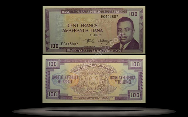 Burundi Banknote, 100 Francs, 1.5.1993, P#29c MAIN