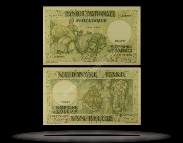 Belgium Banknote, 50 Francs, 18.3.1938, P#106 MAIN