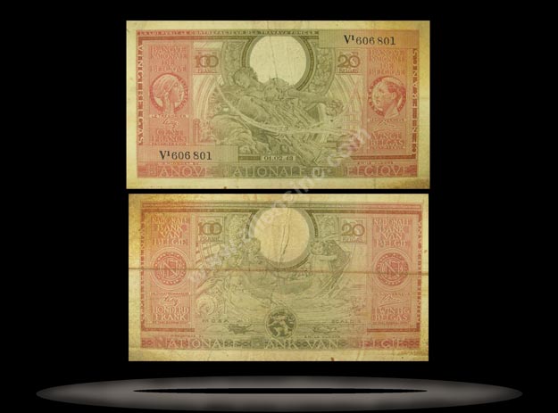 Belgium Banknote, 100 Francs/20 Belgas, 1.2.1943, P#123 MAIN