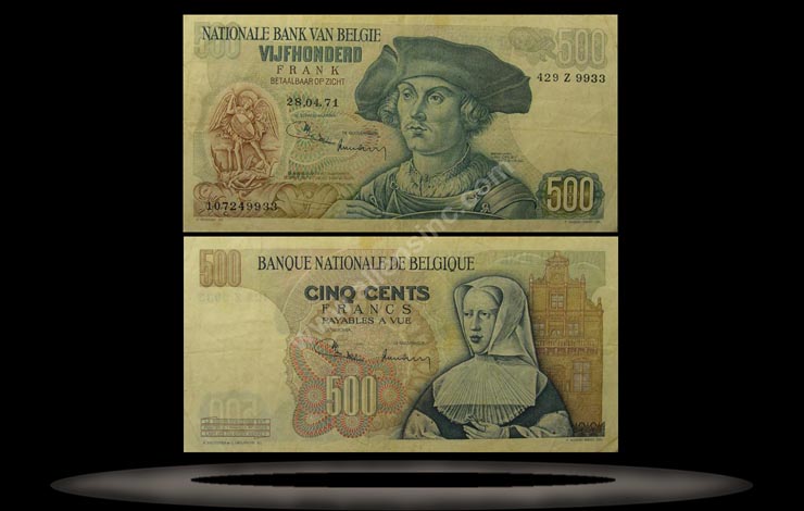 Belgium Banknote, 500 Francs, 10.4.1975, P#135b MAIN