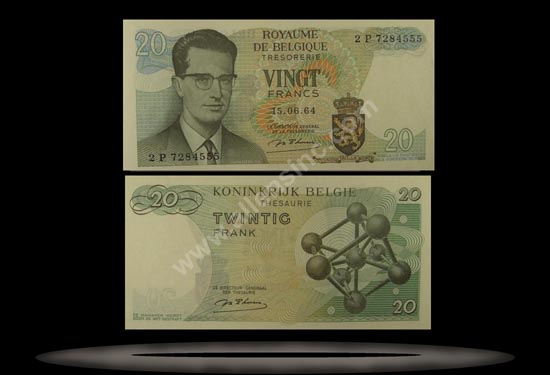 Belgium Banknote, 20 Francs, 15.6.1964, P#138 MAIN