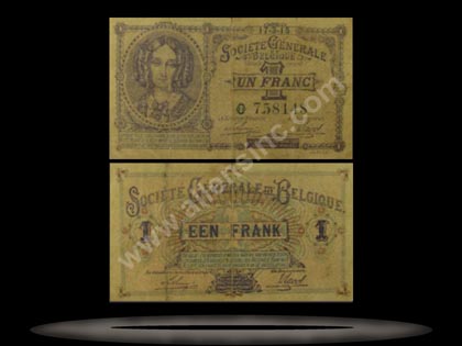 Belgium Banknote, 1 Franc, 13.10.1917, P#86b MAIN