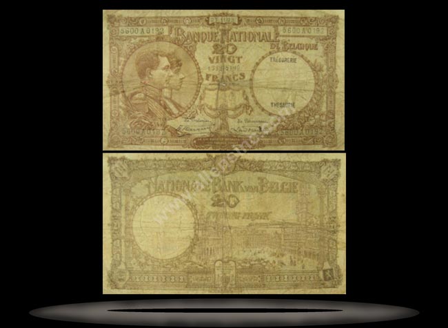 Belgium Banknote, 20 Francs, 17.12.1931, P#98b MAIN